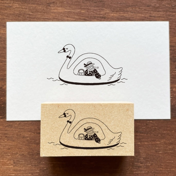 Stamp Marche Marl-chan - Swan Boat Illustration Stamp