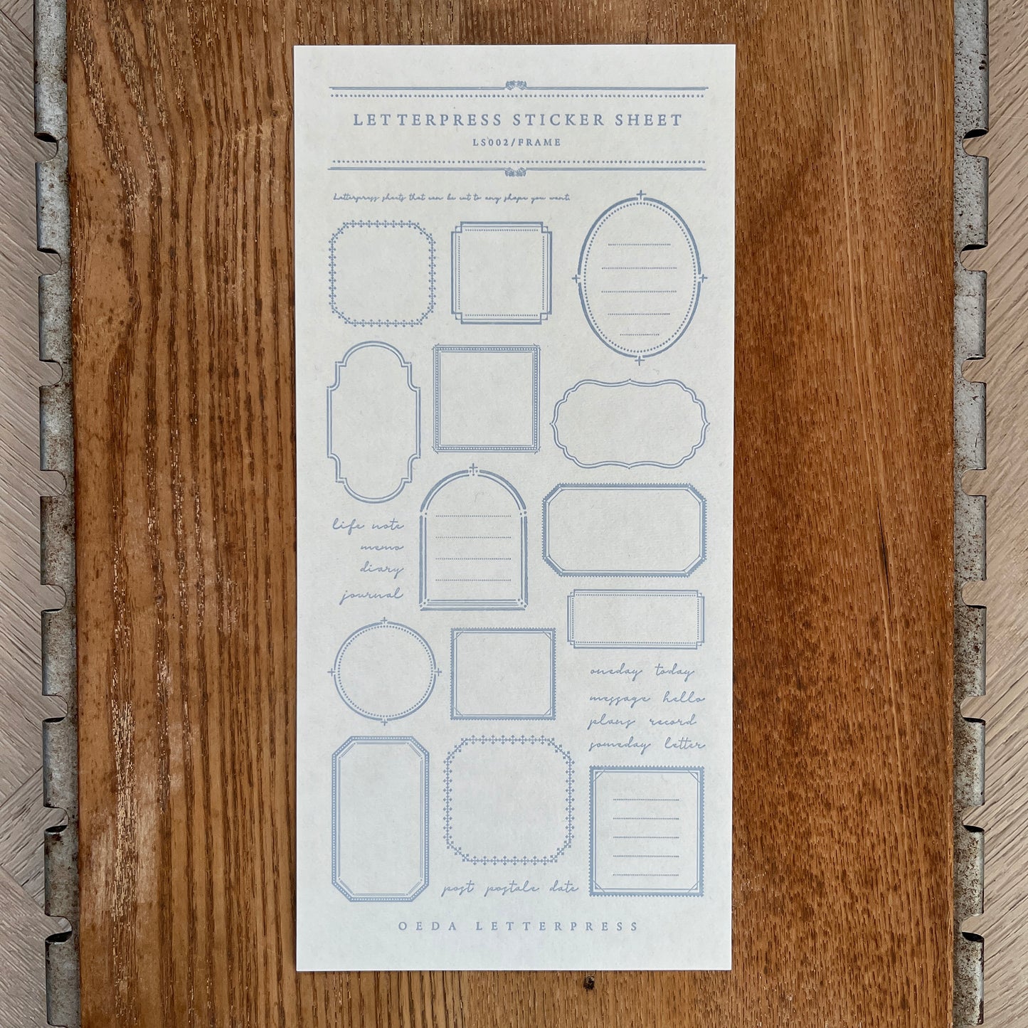 Letterpress Sticker Sheet FRAME / Pale Blue