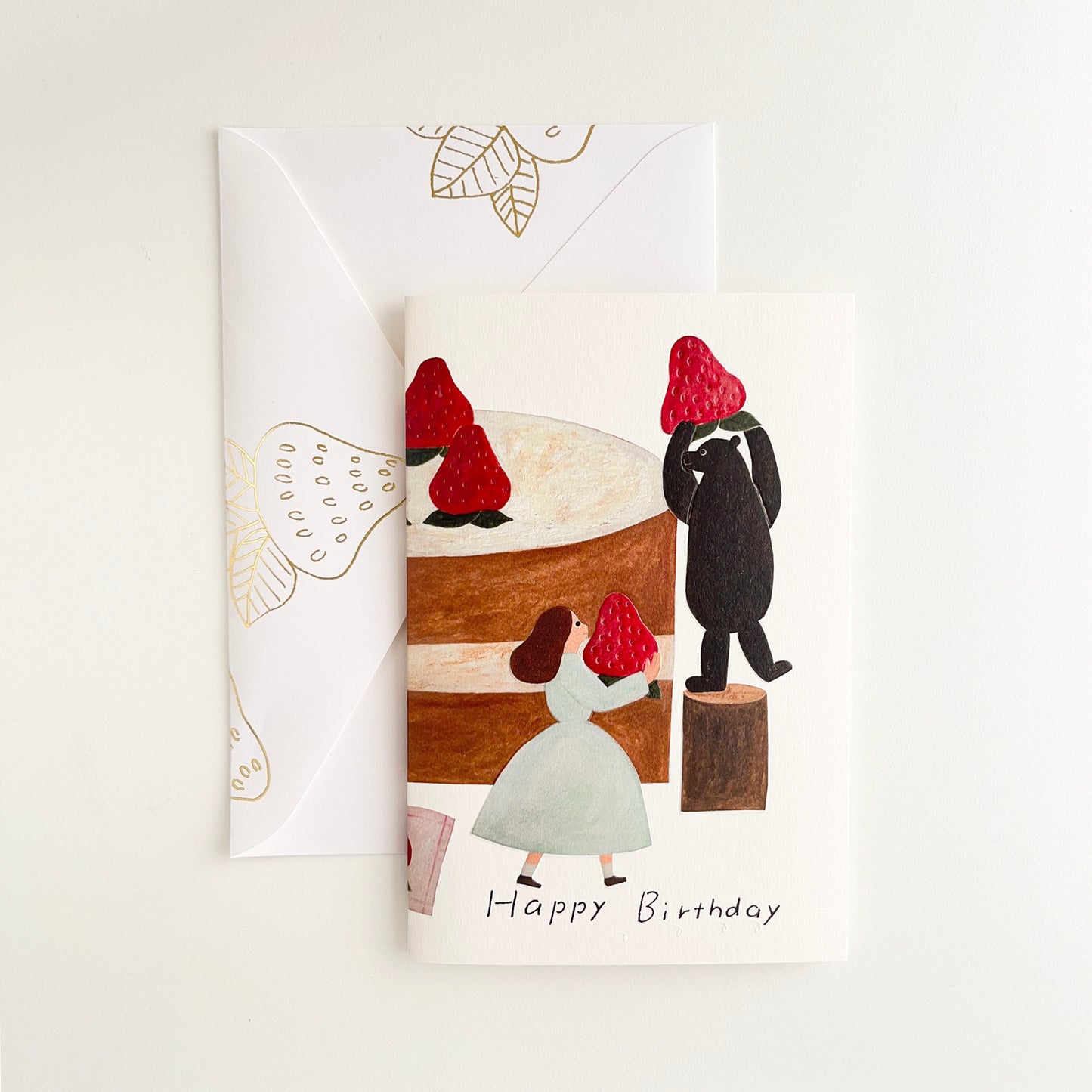 necktie Birthday Card Strawberry Cake