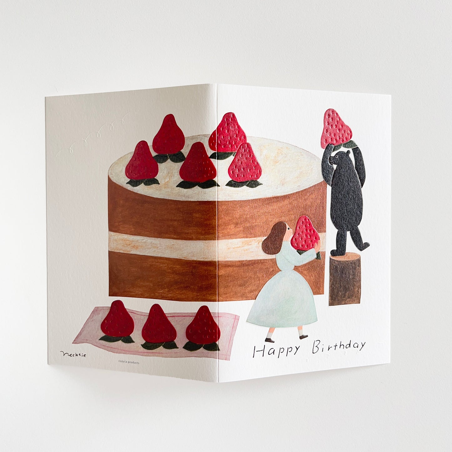 necktie Birthday Card Strawberry Cake