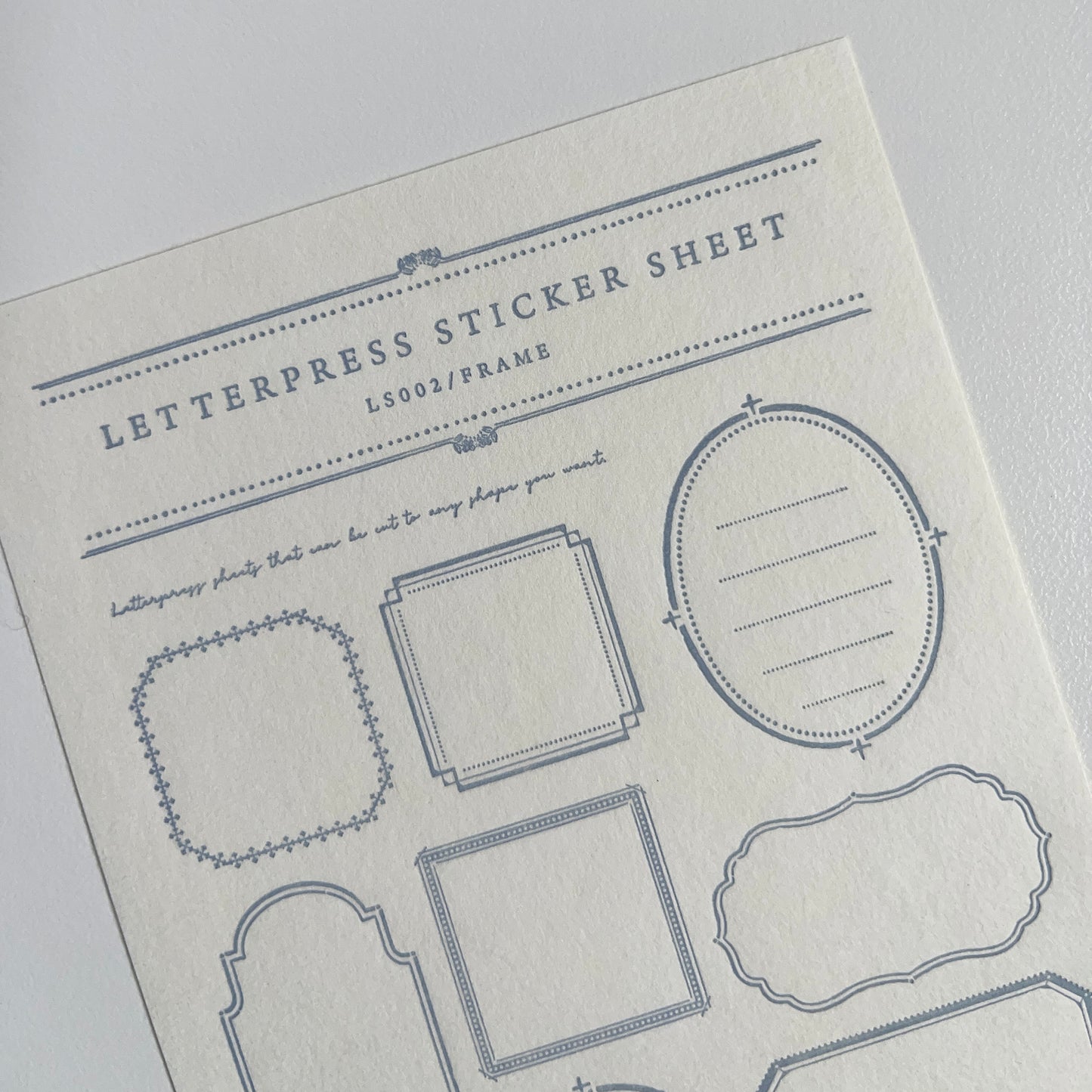 Letterpress Sticker Sheet FRAME / Pale Blue