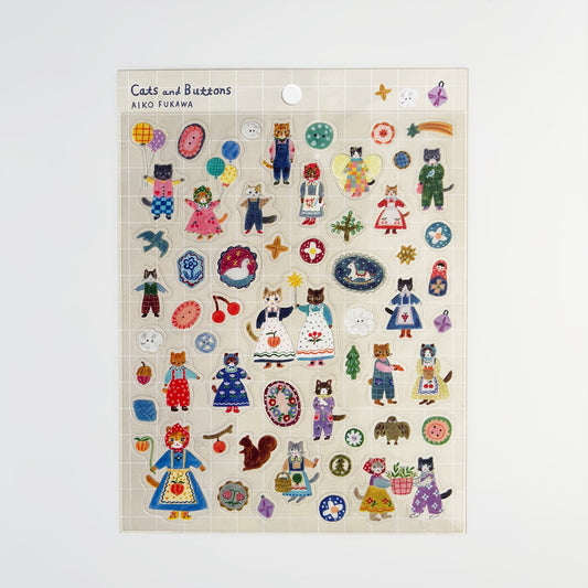 Aiko Fukawa Sticker Cats and Buttons