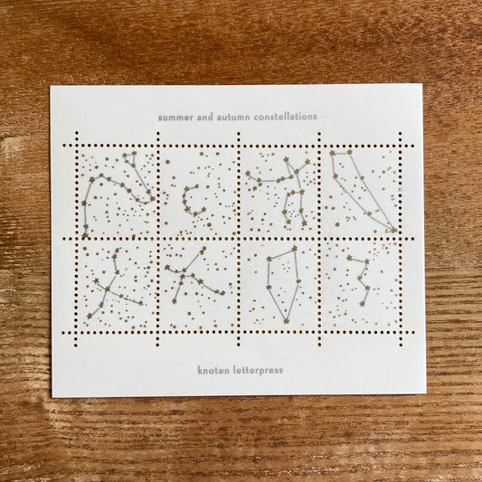 knoten letterpress Postage Stamp Sticker - Summer and Autumn Constellations