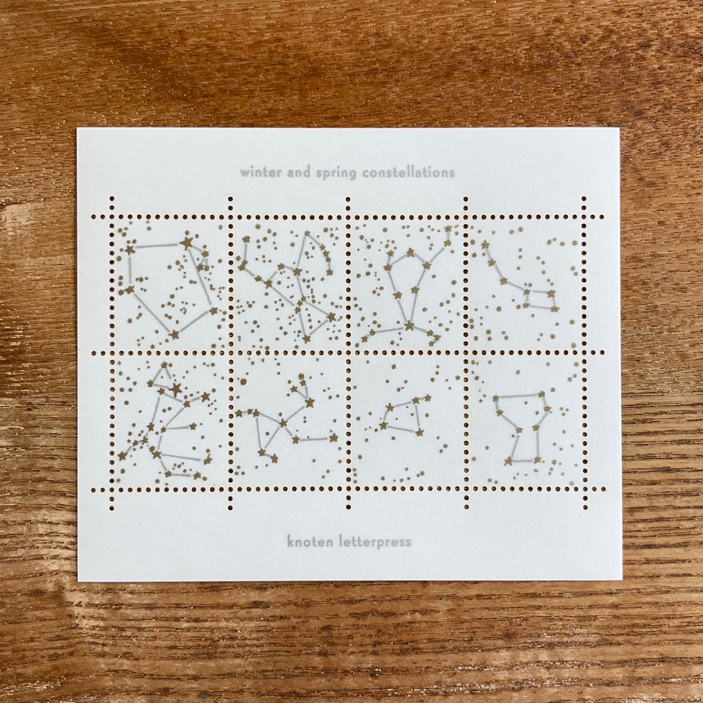 knoten letterpress Postage Stamp Sticker Winter and Spring Constellations