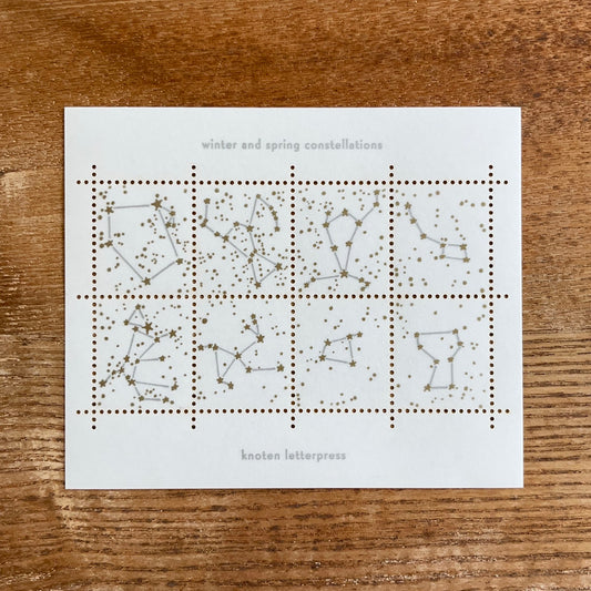 knoten letterpress Postage Stamp Sticker Winter and Spring Constellations