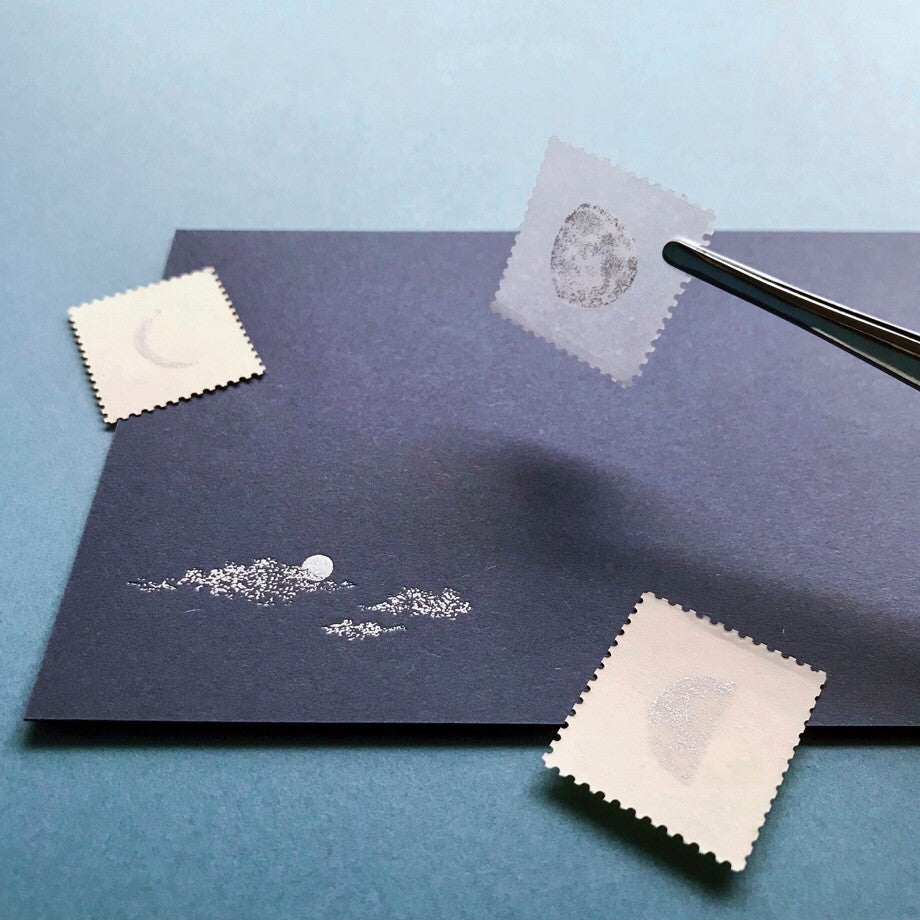 knoten letterpress Postage Stamp Sticker - Moon Phases