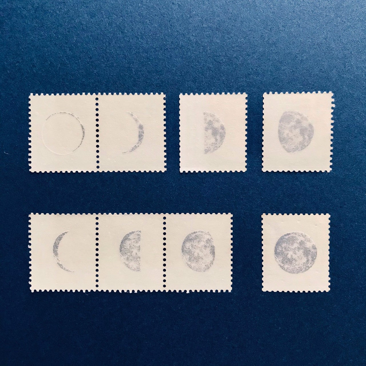 knoten letterpress Postage Stamp Sticker - Moon Phases
