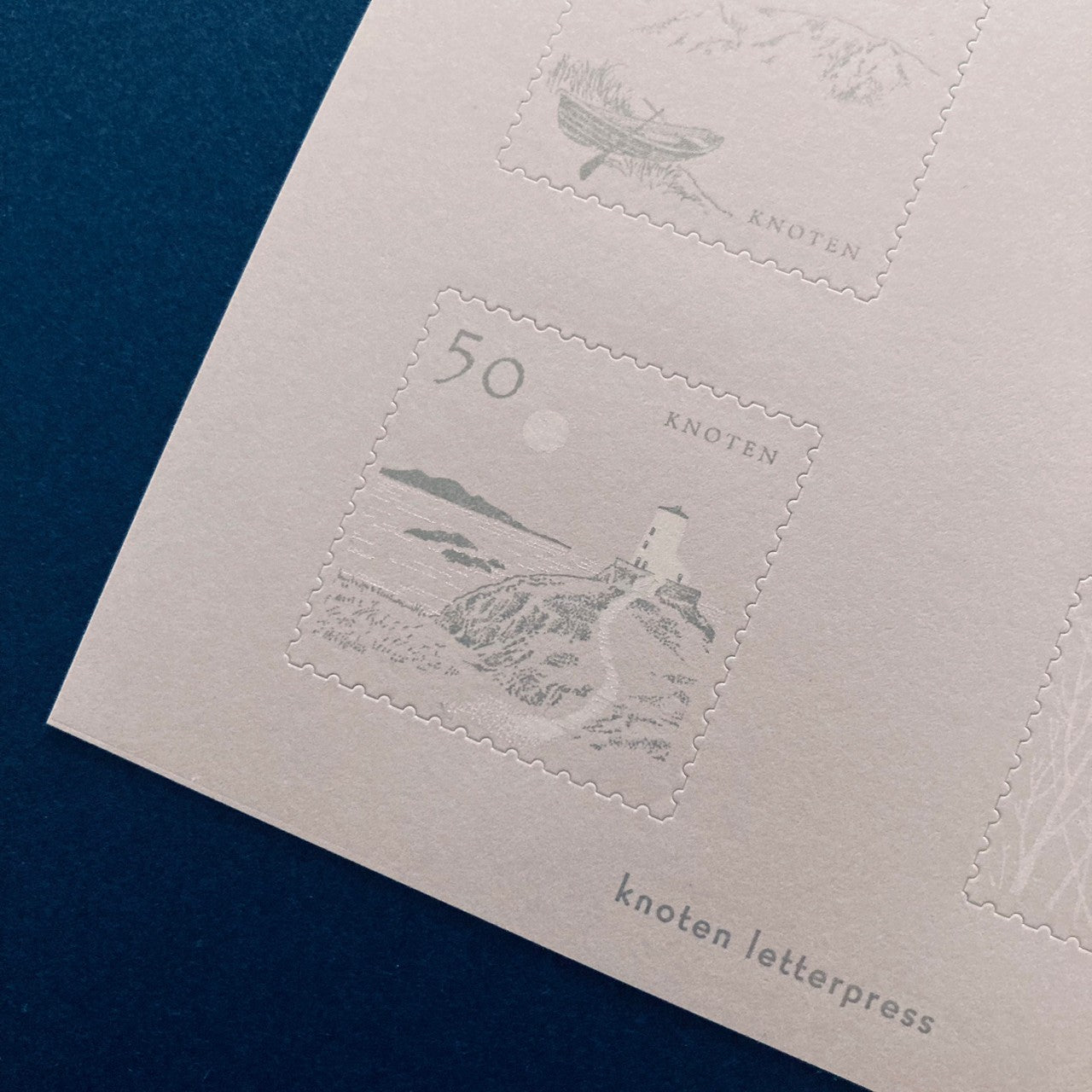 knoten letterpress Postage Stamp Sticker Moonlit Night