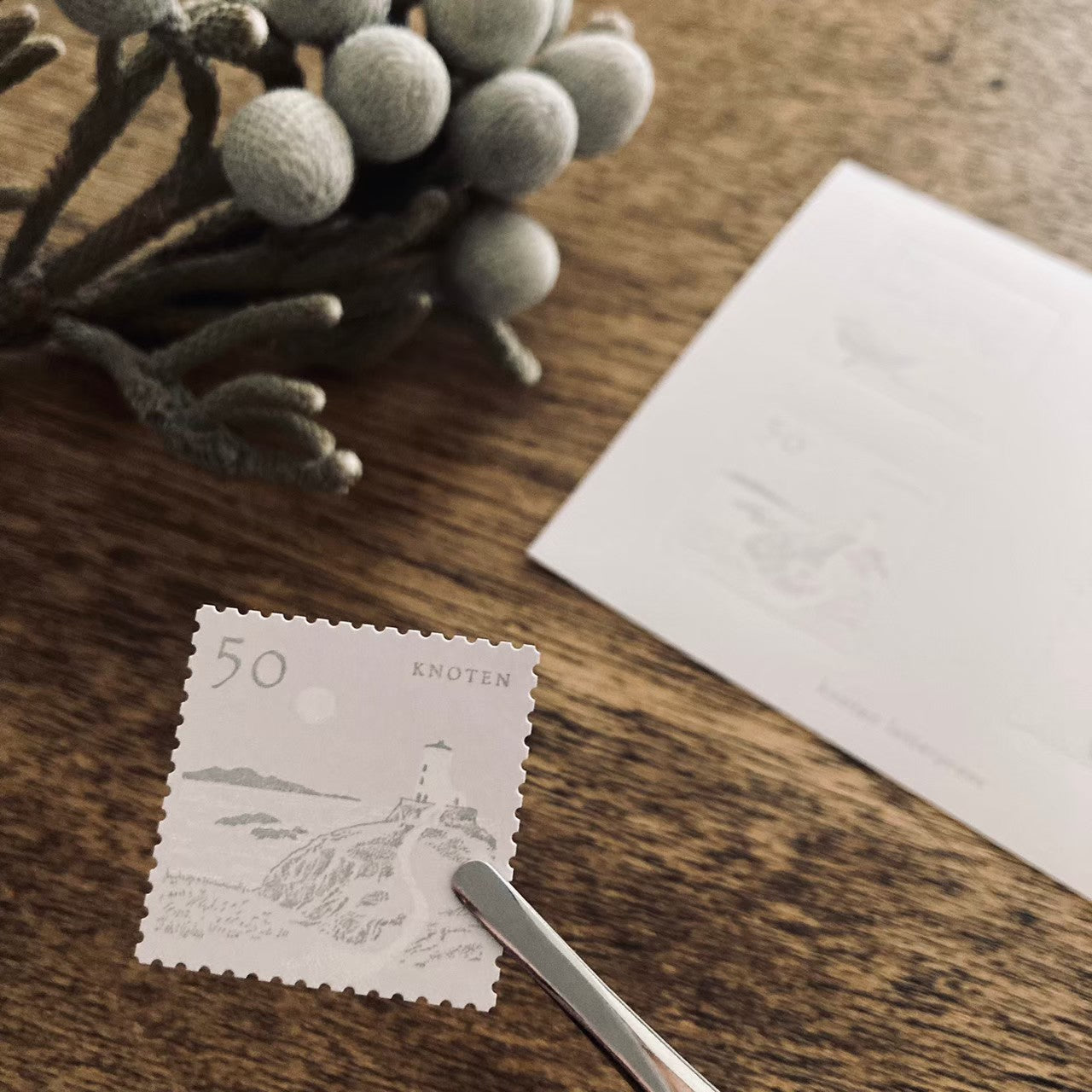 knoten letterpress Postage Stamp Sticker Moonlit Night