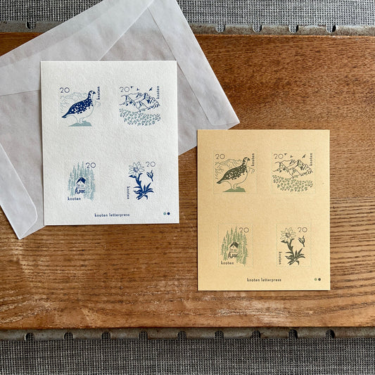 knoten letterpress Postage Stamp Sticker Mountain