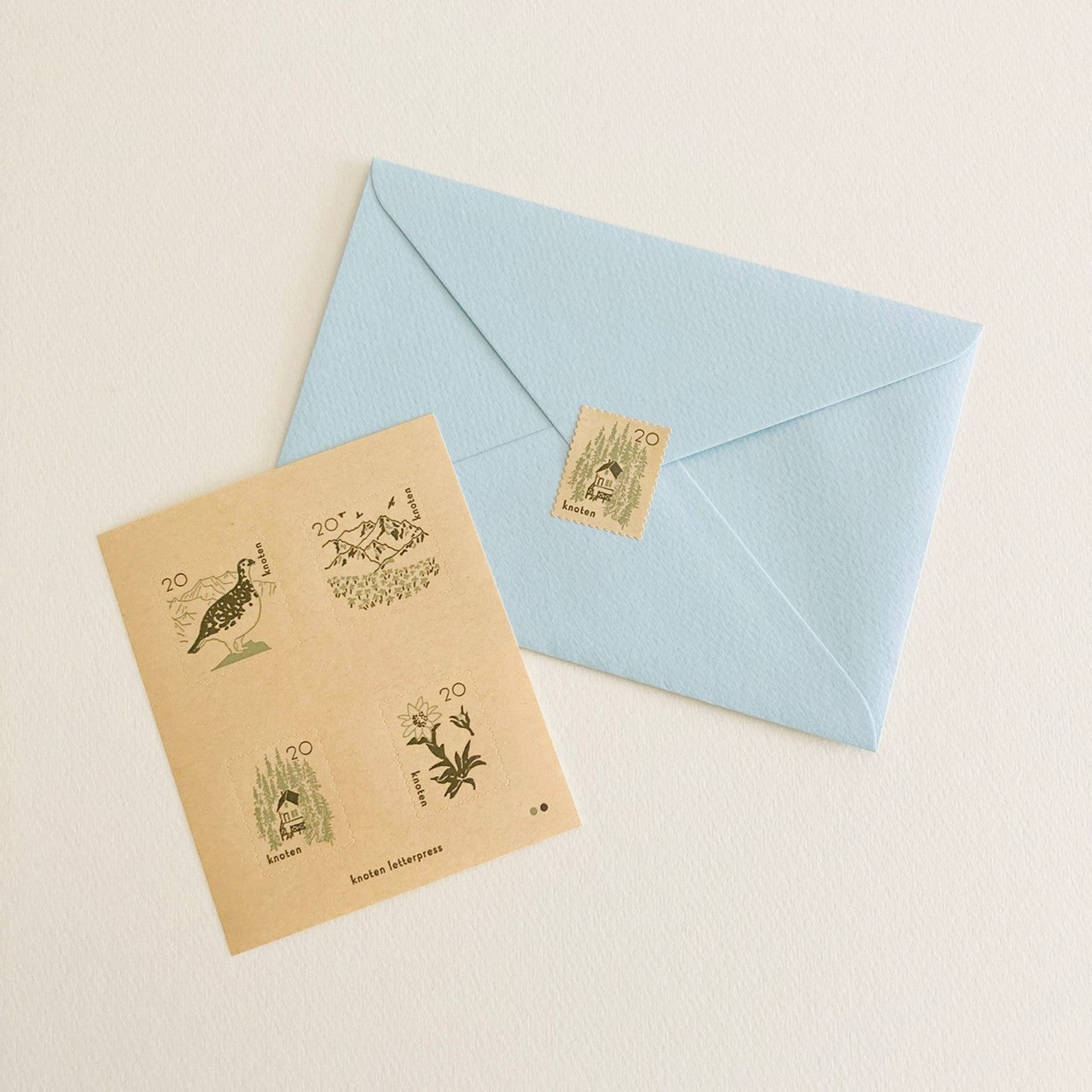 knoten letterpress Postage Stamp Sticker Mountain
