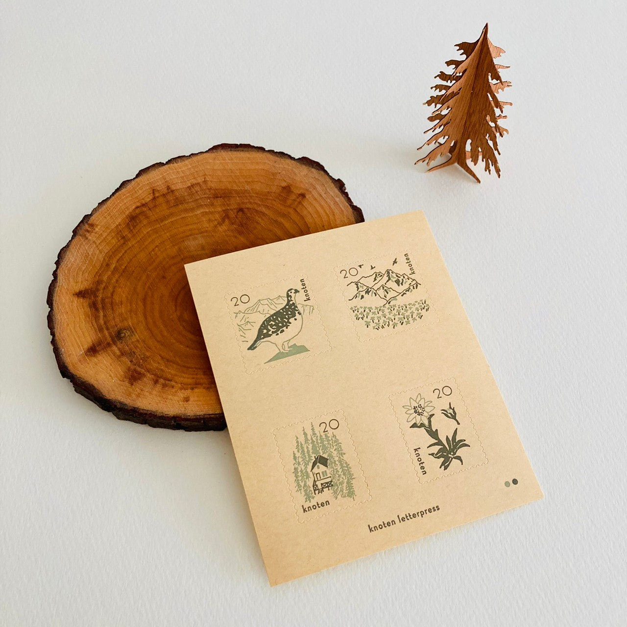 knoten letterpress Postage Stamp Sticker Mountain