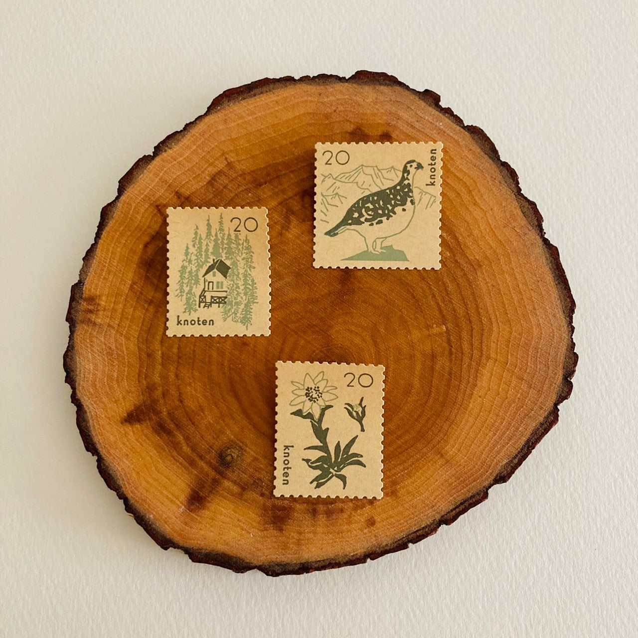 knoten letterpress Postage Stamp Sticker Mountain