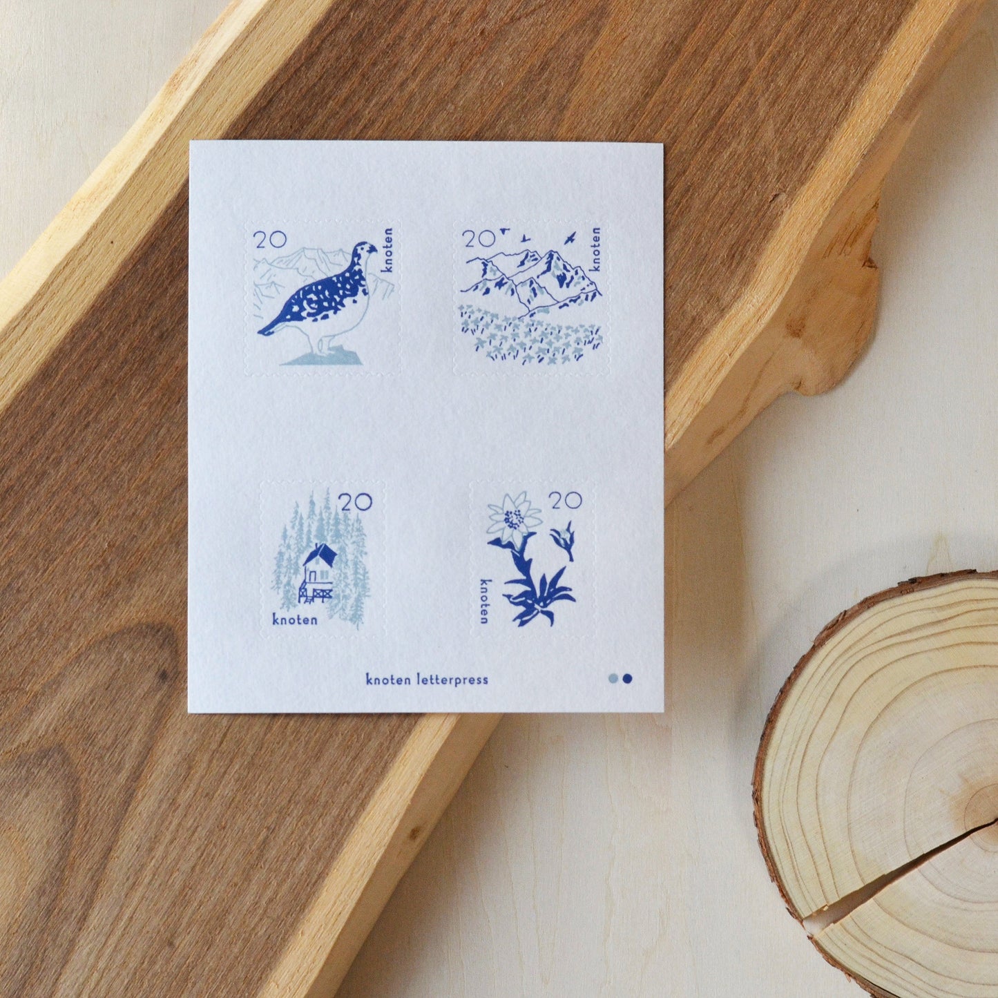 knoten letterpress Postage Stamp Sticker Mountain