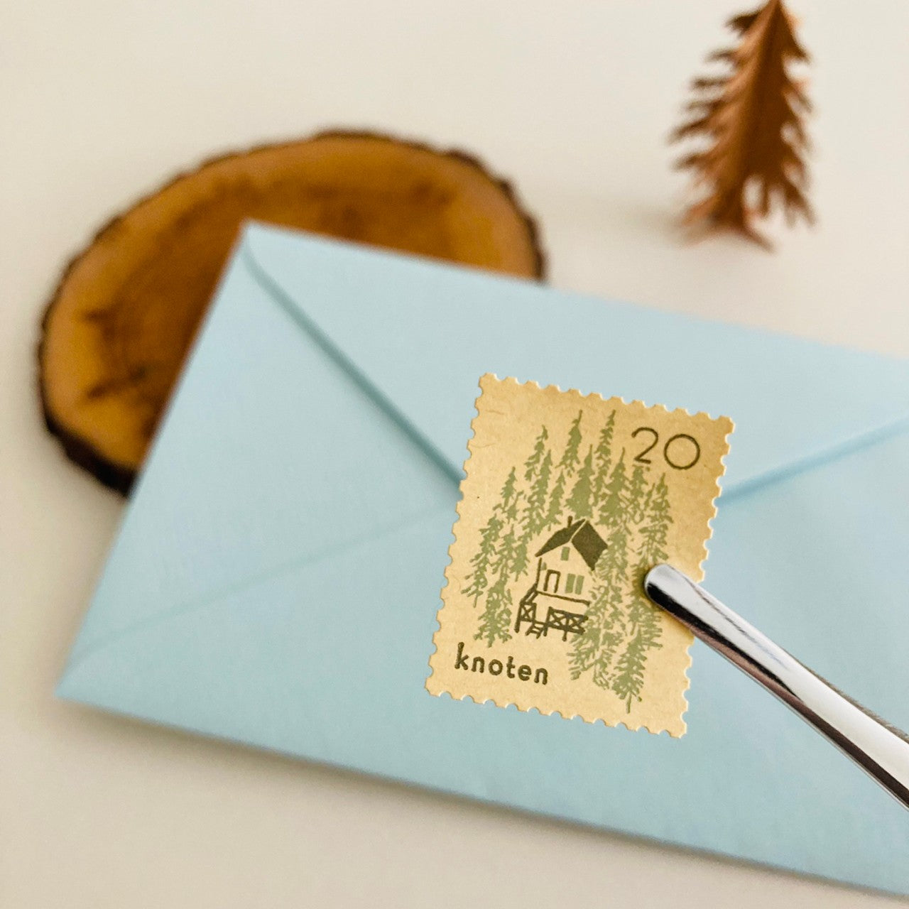 knoten letterpress Postage Stamp Sticker Mountain