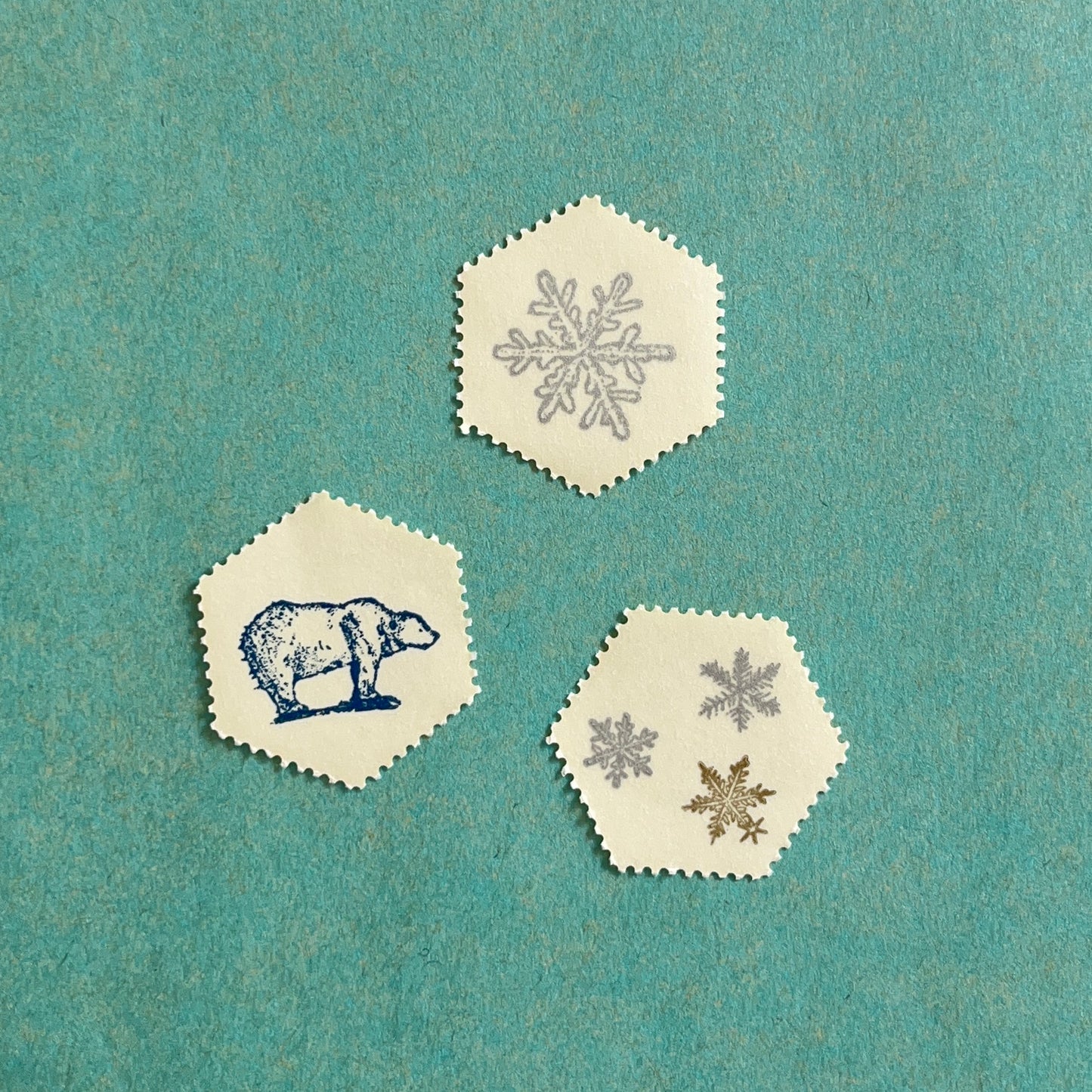 knoten letterpress Postage Stamp Sticker - Snow Crystal