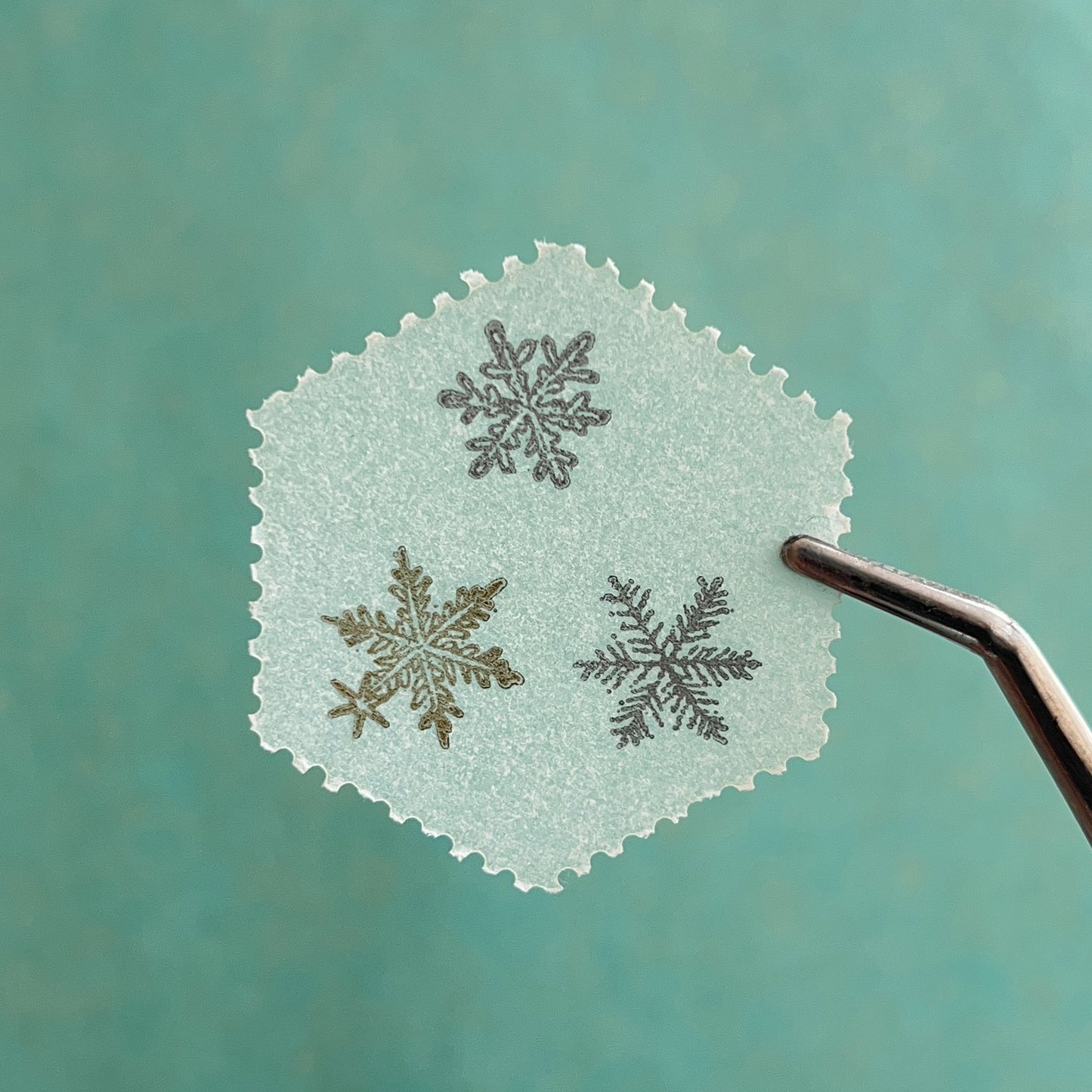 knoten letterpress Postage Stamp Sticker - Snow Crystal