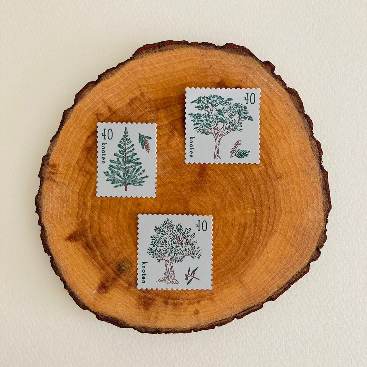 knoten letterpress Postage Stamp Sticker Trees