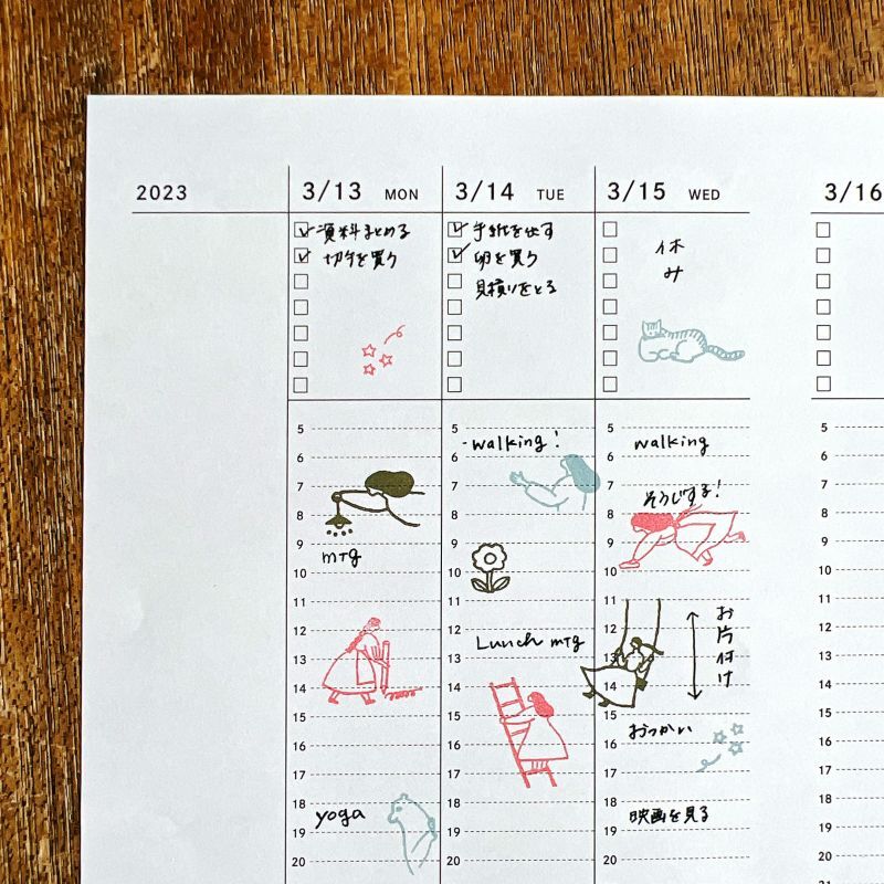 necktie x mizushima JIZAI Clear Stamp LOG Techo Mori-age tai Girl