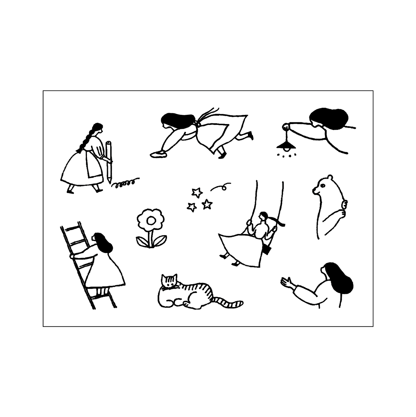 necktie x mizushima JIZAI Clear Stamp LOG Techo Mori-age tai Girl