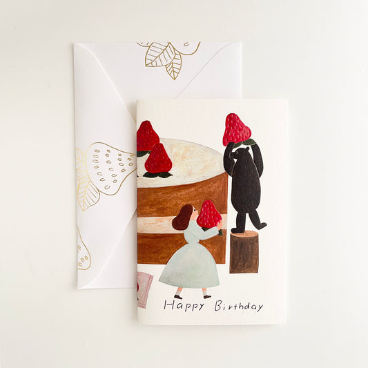 necktie Birthday Card  Strawberry Cake